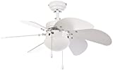 Orbegozo CP 15076 B - Ventilador de techo con luz, 6 aspas de madera, silencioso, 3 velocidades de ventilación, 80 cm de diámetro, 50 W de potencia