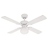 Westinghouse Lighting Vegas Ventilador de Techo, Metal, Acabado en Blanco con aspas Reversibles en Blanco/Pino blanquedado