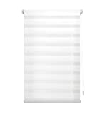 Blindecor Indus SIN HERRAMIENTAS, Estor enrollable de doble capa, Noche y Día, Blanco, 140 x 180 cm (ancho x largo)