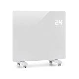 Klarstein Bornholm Single - Calefactor bajo consumo, Pantalla LED, Calefactor convector eléctrico, Control remoto, Programable hasta 24h, Panel de cristal, Radiador electrico bajo consumo, Blanco