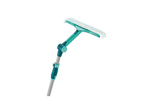 Leifheit Limpiacristales 3 en 1 con palo telescópico, pértiga limpiacristales multiusos, rasqueta limpiacristales con dos articulaciones móviles