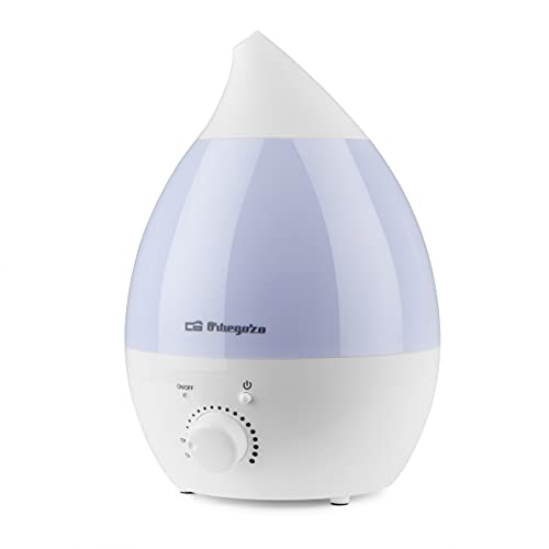 Orbegozo HU 2028 - Humidificador, luces de 7 colores, 2,8 L de capacidad, proyecta vapor frío, área de acción 30 m2, bandeja para aceite aromático, caudal de vapor regulable, 22 W