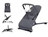 Babify Hamaca de Bebé Serenity - Ajustable en 3 posiciones - Barra de Juguetes - Plegado Compacto - Color Gris Oscuro