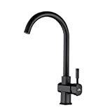 Auralum - Grifo de Cocina Negro con Aireador Desmontable, Elegante Grifo de Fregadero para Cocina, Mezclador de Fregadero para Agua Caliente y Fría