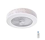Ventilador de Techo con Luz Lámpara LED 36W Ventilador Invisible App Control con Mando a Distancia Luz Regulable Luz Fría/Neutra/Cálida Φ51*H24cm Decoración de Interiores Plafón de Techo lluminación