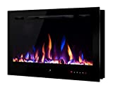 Noble Flame Paris 920 (92 cm/36 ”) - Chimenea Eléctrica Chimenea de Pared Estufa Chimenea - Montaje en Pared Mando a Distancia - 14,5 cm Profundidad - - Negro