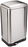 Amazon Basics Rectangle Soft-Close Trash Can with Steel Bar Pedal - 40L, Nickel