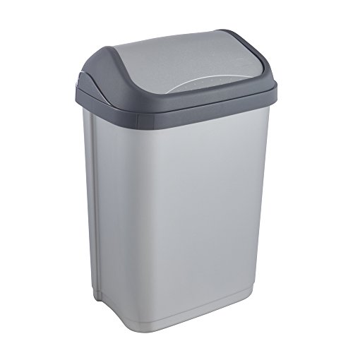keeeper Cubo de Basura con Tapa Basculante, 10 l, Swantje, Plateado (Light Silver)