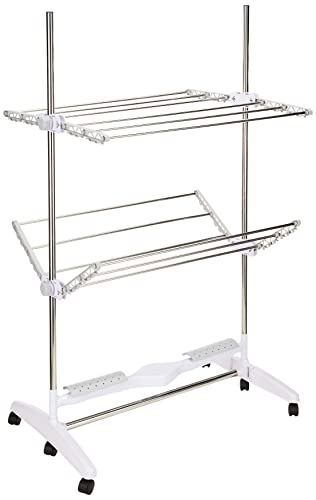 InnovaGoods® Tendedero Electrico Vertical Metálico Plegable y Extensible 2 Niveles, 12 Barras, Tendederos Plegables, Tendedero Electrico Extensible bajo Consumo. Blanco 24 W