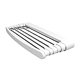 Vileda Genius 70 Tendedero de pared de aluminio y resina, 5 metros de espacio de tendido, 2 pares de soporte de pared incluidos, dimensiones abierto 70 x 38 x 8 cm, color blanco