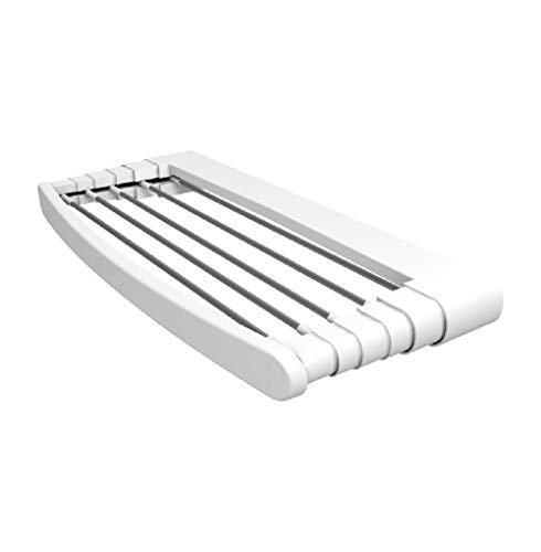 Vileda Genius 70 Tendedero de pared de aluminio y resina, 5 metros de espacio de tendido, 2 pares de soporte de pared incluidos, dimensiones abierto 70 x 38 x 8 cm, color blanco