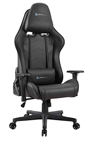 Newskill Kitsune Silla Gaming Profesional, Inclinación y Altura Regulable, Reposabrazos 2D Ajustables, Base en Nylon, Reclinable 180º, Ergonómica, Piston Gas Clase 4, Polipiel, Color Negra