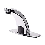 GCDN Grifo de sensor inteligente, grifo de sensor automático manos libres, de acero inoxidable acabado espejo grifo reemplazo para lavabo de cocina baño (plata)