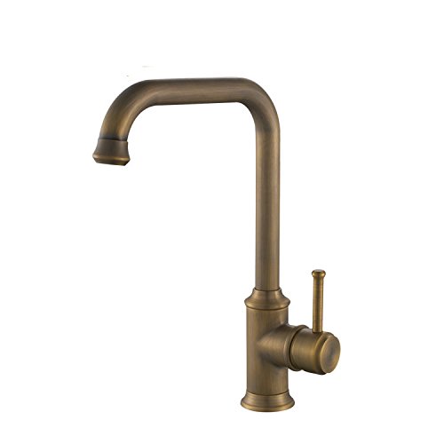 Hiendure® latón Antiguo De Alto Arco Cisne Cuello Cocina Grifo del Fregadero Cubierta Monte con caño Giratorio