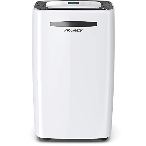 Pro Breeze Deshumidificador 20L, Sensor de Humedad, 4 Modos, Depósito Extraíble y Desagüe Continuo, Pantalla Digital, Temporizador 24h. Seca la Ropa y Elimina la Humedad de Habitaciones Grandes (30m2)