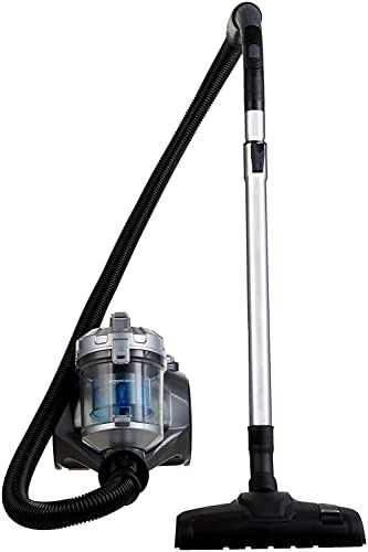 Amazon Basics – Potente aspirador de cilindro sin bolsa, para suelos duros y alfombras, filtro HEPA, compacto y ligero, 700 W, 1,5 l (UE), Negro