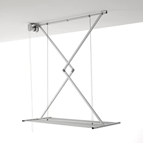 Foxydry Mini, Tendedero de Techo, Tendedero Plegable Vertical Suspendido de Interior y Exterior 128x54x25 cm (Gris, 120)