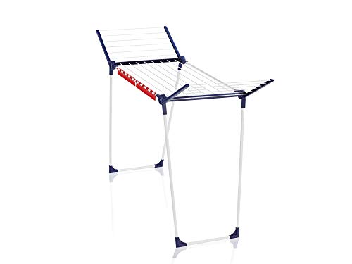Leifheit Tendedero con alas Pegasus 150 Solid Slim, tendedero de ropa plegable para prendas grandes y pequeñas, estable tendedero exterior e interior