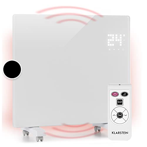 Klarstein Radiadores Bajo Consumo Electricos para Casa, Estufa Electrica de 2000W con Ruedas, Radiador Electrico Silencioso, Portátil y Delgado, Estufas con Panel para Pared, Pantalla y Termostato