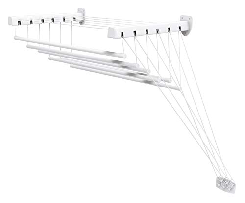 Gimi Lift 100 Tendedero de pared y techo de acero, 6 m de longitud de tendido