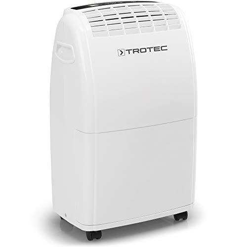 TROTEC Deshumidificador eléctrico TTK 75 E, 20L/24h, Depósito 3L, Portátil, para Habitaciones de hasta 45m²/110m³, Filtro de Aire, Silencioso, 320 W, Auto-Apagado, Higrostato Automático, Blanco