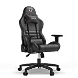 Furgle Sillas Gaming con Respaldo Alto, Cojín de Látex y Reposabrazos Ajustables, Silla de Oficina Ergonómica Estilo Racing, con Modo Swing (Negro)