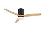 CREATE / WINDCALM DC / Ventilador techo con luz motor DC negro aspas madera natural / Silencioso, temporizador