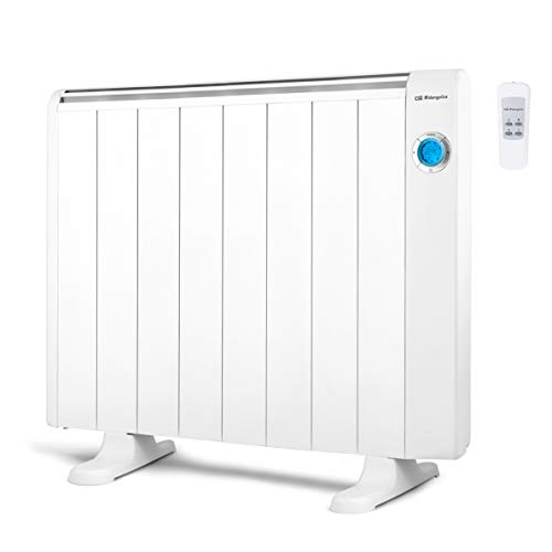 Orbegozo RRE 1510 Emisor Térmico Bajo Consumo, 8 Elementos de Calor, Pantalla Digital LCD, Mando a Distancia, Funcionamiento Programable, 1500 W, 1 Liter, 44 Decibelios, Aluminio, Color Blanco