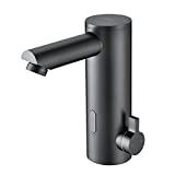 Lonheo Grifo sensor automatico,Grifo de lavabo electrónico para agua caliente y fría,Grifo para baño negro altura de 180mm