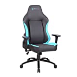 Newskill Silla Gaming Profesional de Escritorio Akeron, Cuero PU Transpirable, Altura Ajustable, Reclinable 180º, Gas Pistón Clase 4, Reposabrazos Ajustables 3D, Cojín Lumbar y Cervical, Azul