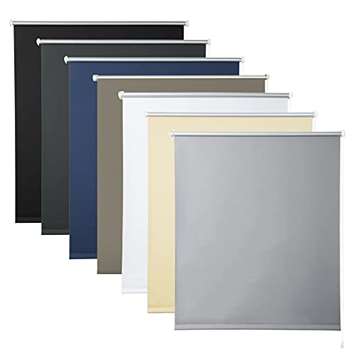 WOLTU Estor Enrollable Translúcido Liso Estor Opaco para Ventana Persiana Térmica Opaca Protección UV y Sol sin Perforación 60x160 cm Gris TR5700gr03