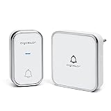 Aigostar Timbre Inalámbrico, Timbre de Puerta con Autoalimentado, Timbre Inalámbrico Exterior Impermeable con Indicadores LED, Resistente al Agua, 36 Melodías, 3 Niveles de Volumen, Blanco