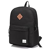 VASCHY Mochila escolar, ligera repelente al agua para hombres, mujeres, adolescentes y niños, Mochila Práctica para escuela, secundaria, colegio, ocio, negocios, viajes, Negro, talla única