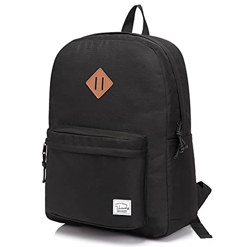 VASCHY Mochila escolar, ligera repelente al agua para hombres, mujeres, adolescentes y niños, Mochila Práctica para escuela, secundaria, colegio, ocio, negocios, viajes, Negro, talla única VASCHY Mochila escolar, ligera repelente al agua para hombres, mujeres, adolescentes y niños, Mochila Práctica para escuela, secundaria, colegio, ocio, negocios, viajes, Negro, talla única