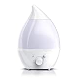 PRITECH-Humidificador Ultrasónico Ionizador/Difusor de Aroma de Forma Lágrima de 1500mL/LED Luz/Potencia Ajustable, Dormitorio, Hogar, Oficina, Baño, Bebé/Ultra-Silencioso/Autoapagado.
