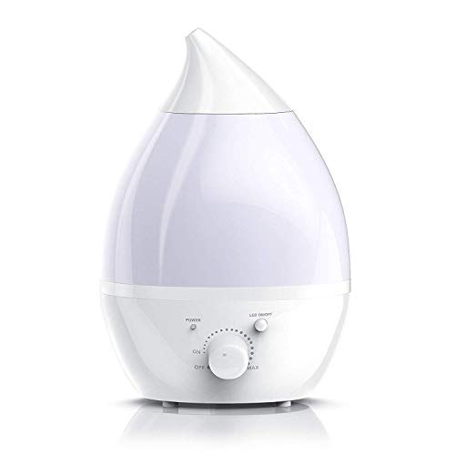 PRITECH-Humidificador Ultrasónico Ionizador/Difusor de Aroma de Forma Lágrima de 1500mL/LED Luz/Potencia Ajustable, Dormitorio, Hogar, Oficina, Baño, Bebé/Ultra-Silencioso/Autoapagado.