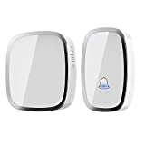 Timbre Inalámbrico para Puerta, Timbre impermeable con indicador LED, 4 Volumen, 36 Melodías, Alcance a 300m, 1 Transmisor y 1 Receptores, Timbre de Puerta para interior y exterio (Blanco)