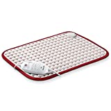 Beurer HK Comfort Almohadilla eléctrica térmica, transpirable, tacto suave, calentamiento ultrarápido, apagado automático 90 minutos, 3 potencias, display iluminado, 40x33 cm, blanca borde rojo
