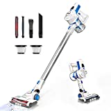 JASHEN Aspirador sin Cable, Aspiradora escoba sin cable 180W Ultraligera 2 en 1, LED Cabeza, 2 Velocidades, Batería de Larga Duración-Azul