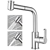 HOMELODY Grifo de cocina extraíble 2 Funciones 360° Giratorio Grifo Monomando de Fregadero Grifería cocina Agua Fría y Caliente Cromado