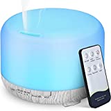 Hianjoo Aroma Diffuser Humidificador 450ml Humidificador Ultrasónico Aromaterapia Lámpara LED Colorida con Función Control Remoto para Yoga Salon Spa Vivir,Dormir, Bañarse, Hotel, Gris Claro