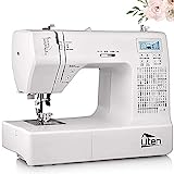 Uten Máquina de Coser Computarizada Portatil Electrica Profesional con 200 Puntadas de Costura 8 Ojales,Pantalla Grande Display Multifunción Blanco