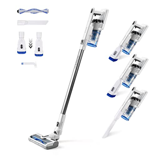 Taurus Ultimate Go - Aspirador escoba sin cable, baterías de Litio 22, 2V, dos velocidades, cepillo Turbo Brush All Road, iluminación en la zapata, aspira 200m2 de una vez, blanco