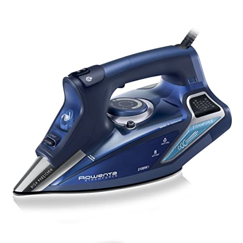 ROWENTA STEAMFORCE, plancha con tecnología Microsteam400, 3100 W, función de prensado de 230 g/min, sensor de movimiento, apagado automático, plancha a vapor, Color Azul, DW9240D1