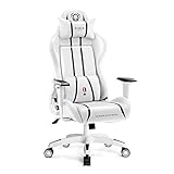 Diablo X-One 2.0 Silla Gaming Gamer Oficina Sillon de Ordenador Reposabrazos Ajustables Cuello/Cojín Lumbar Diseño Ergonómico (Blanco, King (XL))