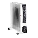 TROTEC Radiador de Aceite TRH 23 E, 2.500 W, Termostato, Radiador, 11 Elementos, 3 Niveles 1.000 W, 1.500 W, 2.500 W, Silencioso, Blanco, Oficina, Hogar