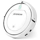 ANNEW Robot Aspirador con Control Remoto 3 Modos de Limpieza Anti-caídas Filtro HEPA Adecuado para el Pelo de Mascotas Alfombras Pisos Duros