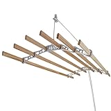MonsterShop - Tendedero de Techo con Sistema de Polea y 6 Listones de 1,2m en Blanco