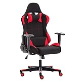 Intimate WM Heart Silla Gaming Tela, Silla Oficina Giratoria, Ergonómica Silla con Alto Respaldo,Altura Ajustable y Mecanismo de Inclinación, Rojo