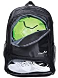 Athletico - Bolsa de deporte para jóvenes, para fútbol, baloncesto, voleibol y fútbol, para niños y jóvenes, incluye un compartimento separado para pelota y zapatillas, Negro